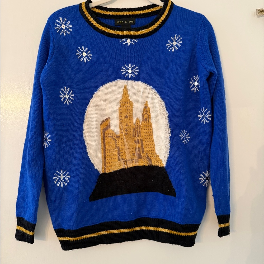 Faith & Zoe Girls Holiday Sweater w Snowglobe decor XS